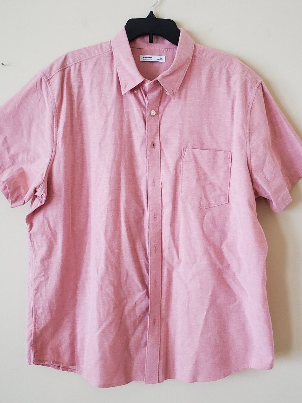 Sonoma Pink Casual Short Sleeve Button-Down Shirt SZ XXL